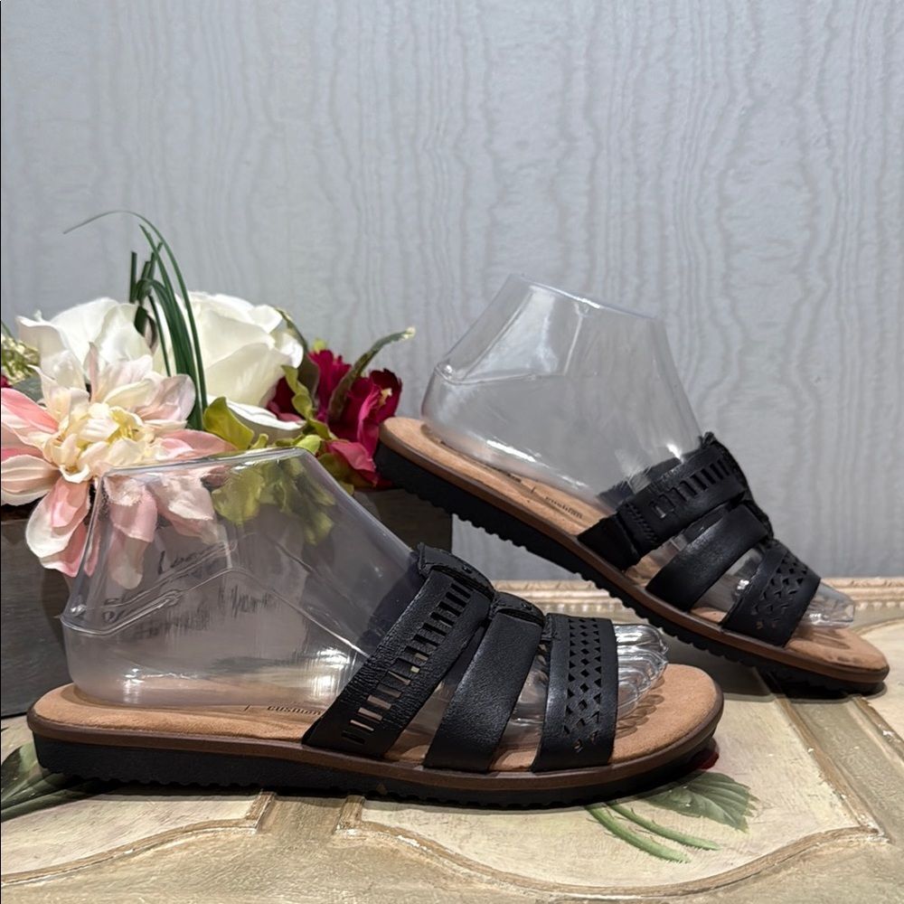 Clark’s Collection Kele Willow Strappy Slides Sandals Black Sz 7.5